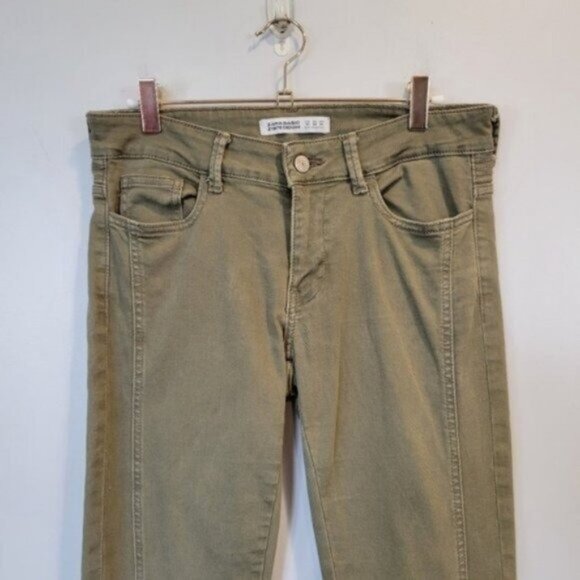 Zara | Z1975 Denim Zipper Ankle Moto Skinny Jeans Green Gray - Picture 3 of 7